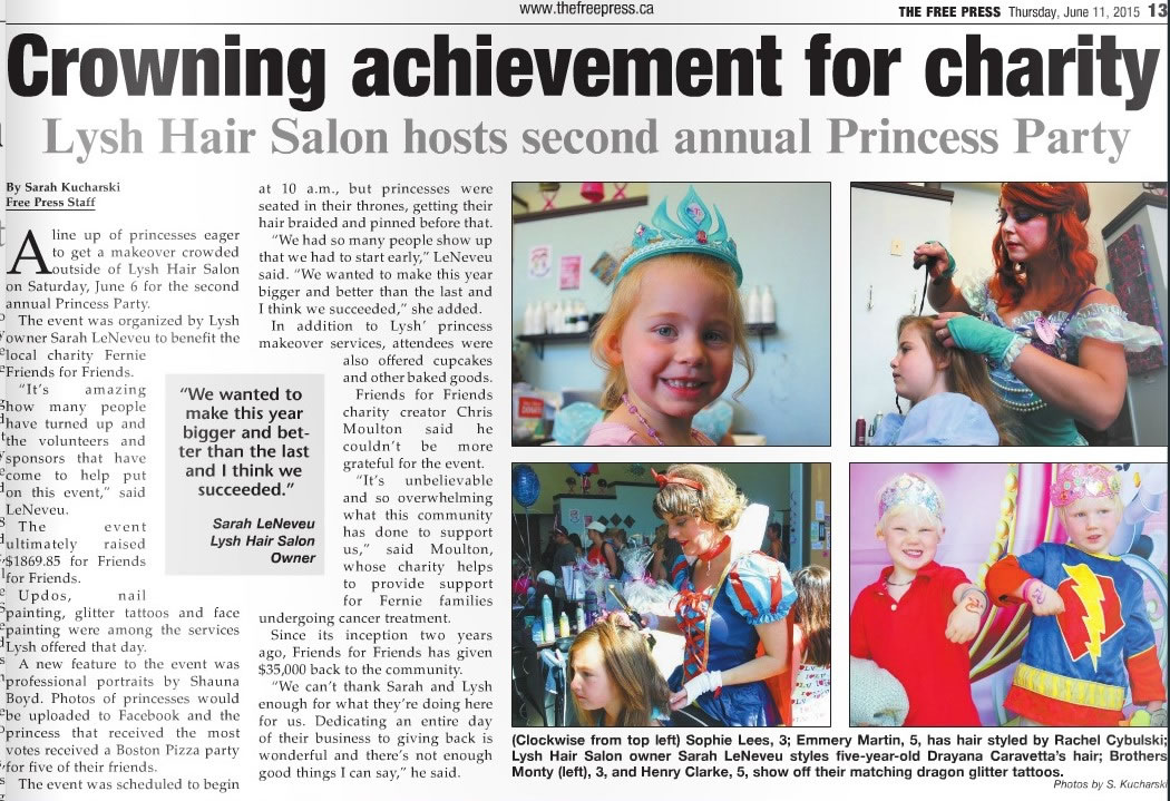 Princess Party Cover Story, 2nd page - Fernie Free Press